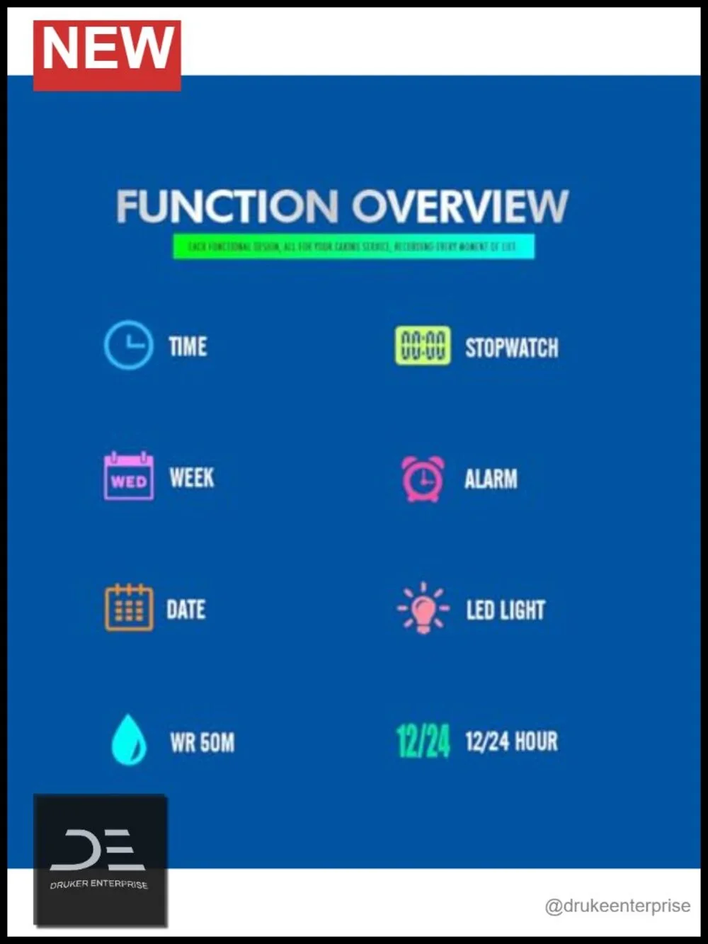 Digital LED Silicone Strap Military Multifunction Waterproof Alarm Stopwatch